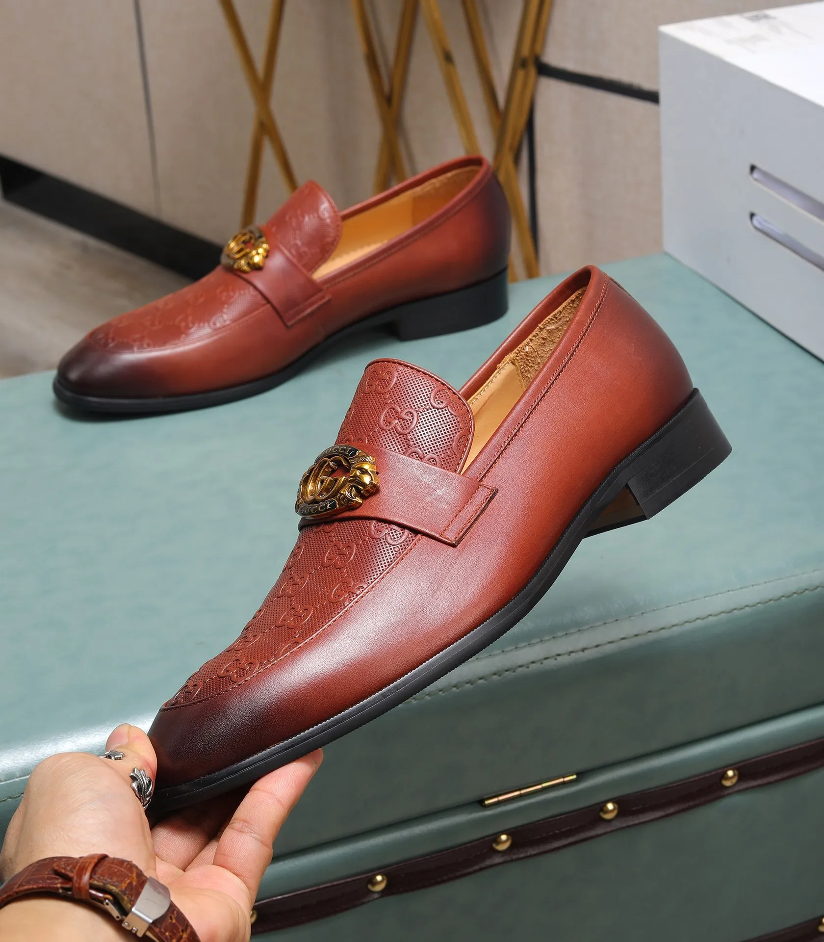 Men's shoes💰540📛📛Original (water-dyed cowhide) Gucci GUCCI official website formal shoes🌀 Italian🇮🇹imported cowhide➕top imported water-dyed cowhide lining💋Finely handmade original bottom, the real thing looks better when photographed in person Standard size 38-44